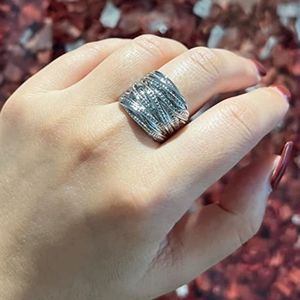 2 Tone Intertwined Crossover Statement Ring Fashion Chunky Band Ring